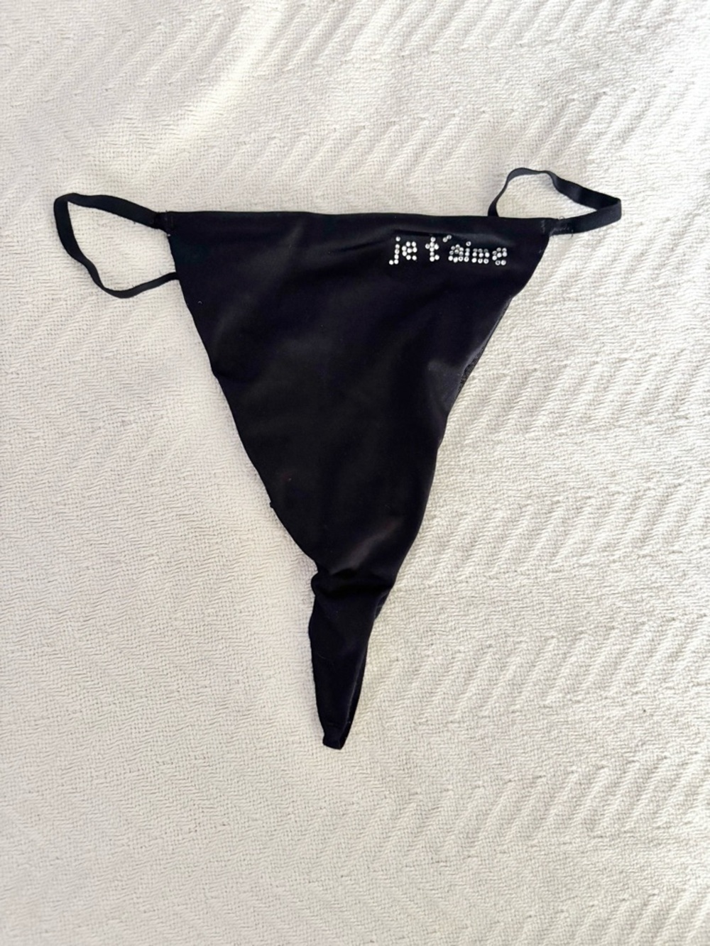 NWOT Black “Je T'aime Rhinestone”      g-string bottom size medium